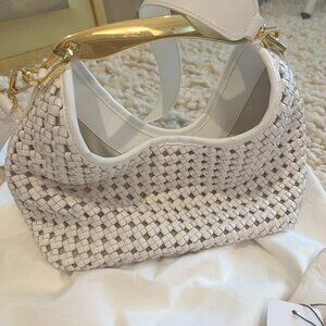 Elleme White Woven Boomerang Handbag
